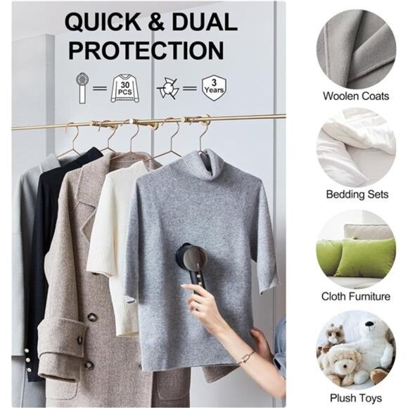 Fabric Shaver Rechargeable Lint Remover, Electric Lint Shaver with 3-Blades - Picture 5 of 7